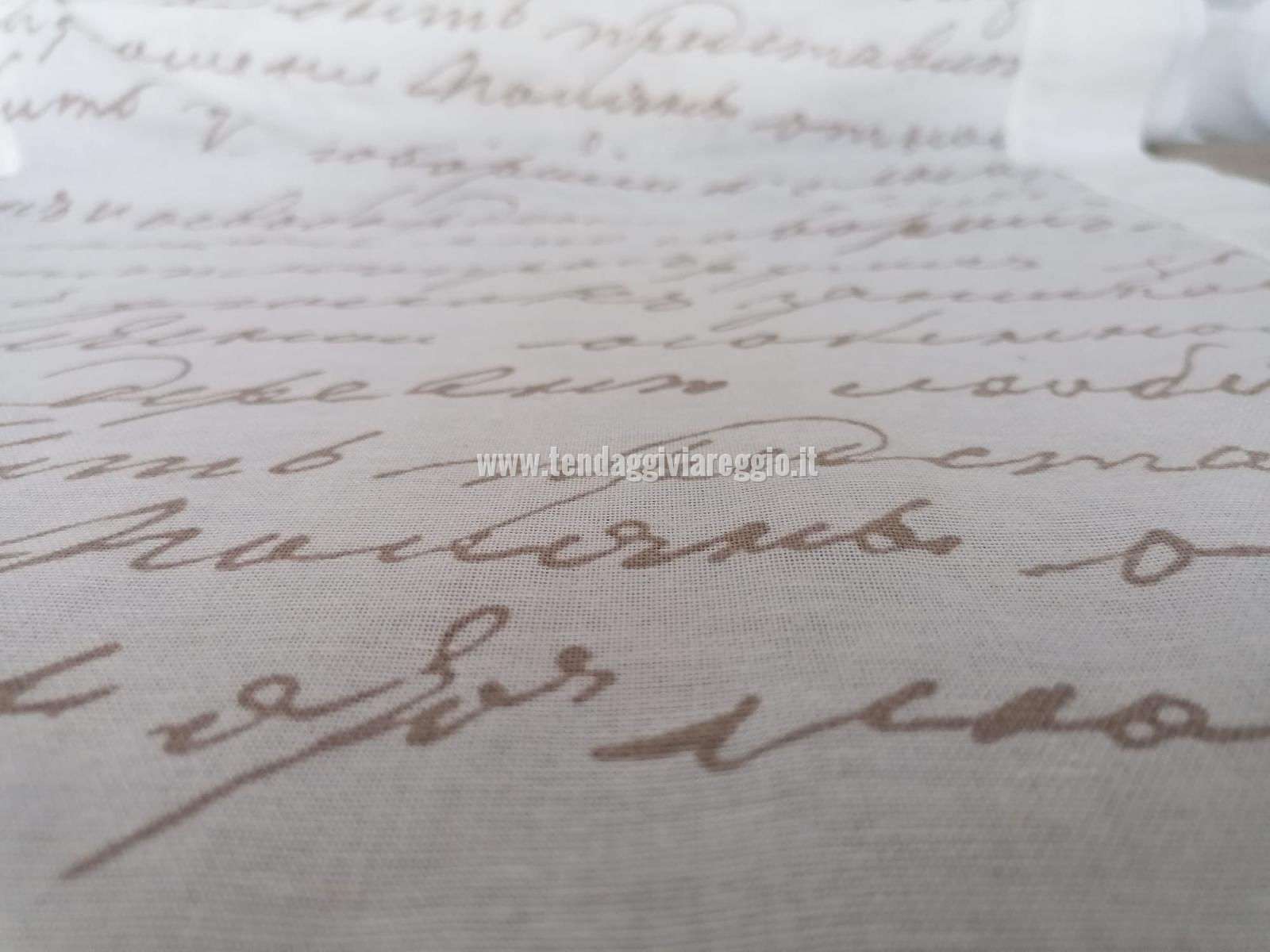 Tendina a vetro con scritte articolo poesia a metraggio con bordatura laterale